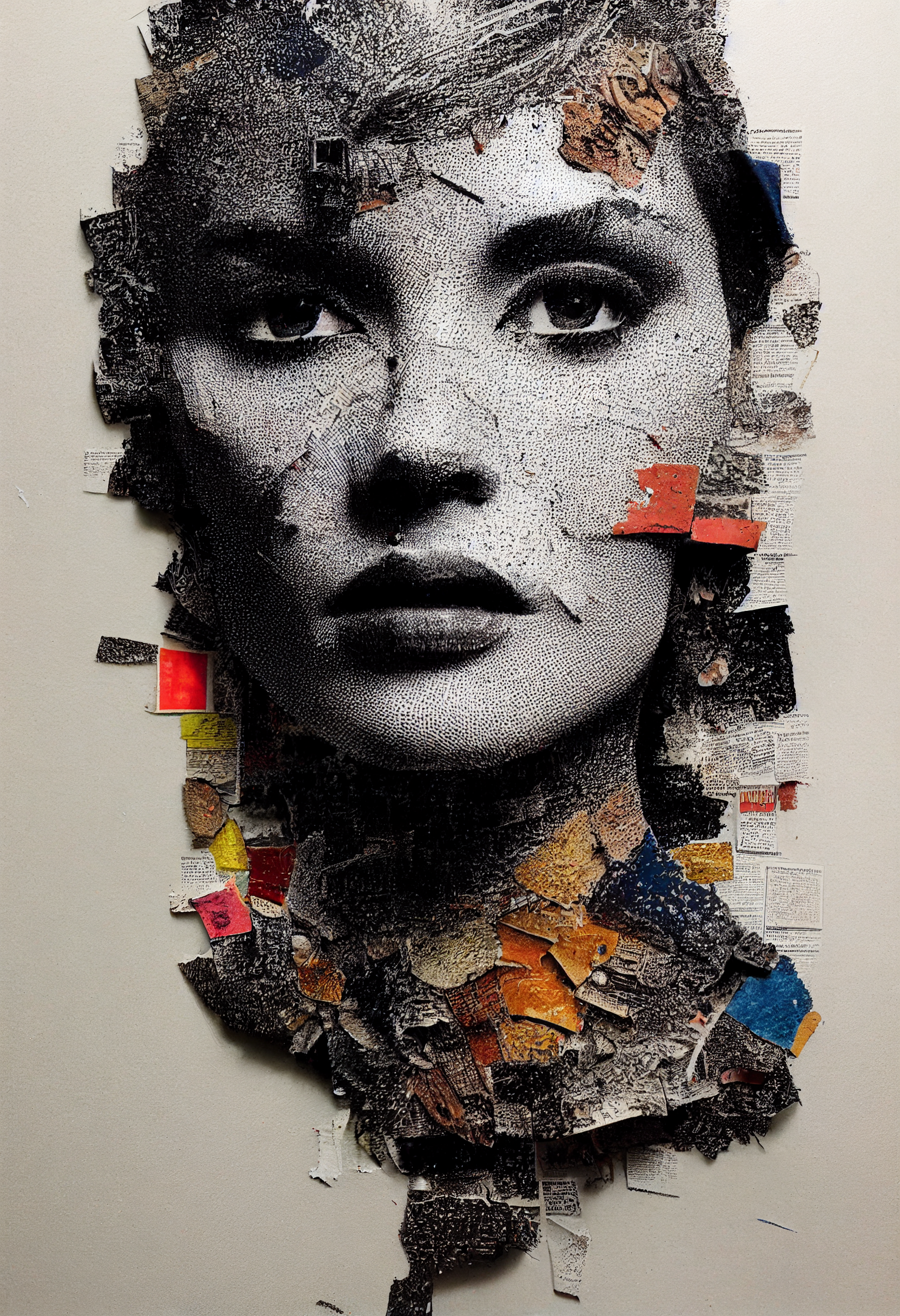 prompthunt: a beautiful collage portrait of a depressed girl, made in a  magazine clipping collage style, clippings of a fashion magazine, made by a  depressed art student