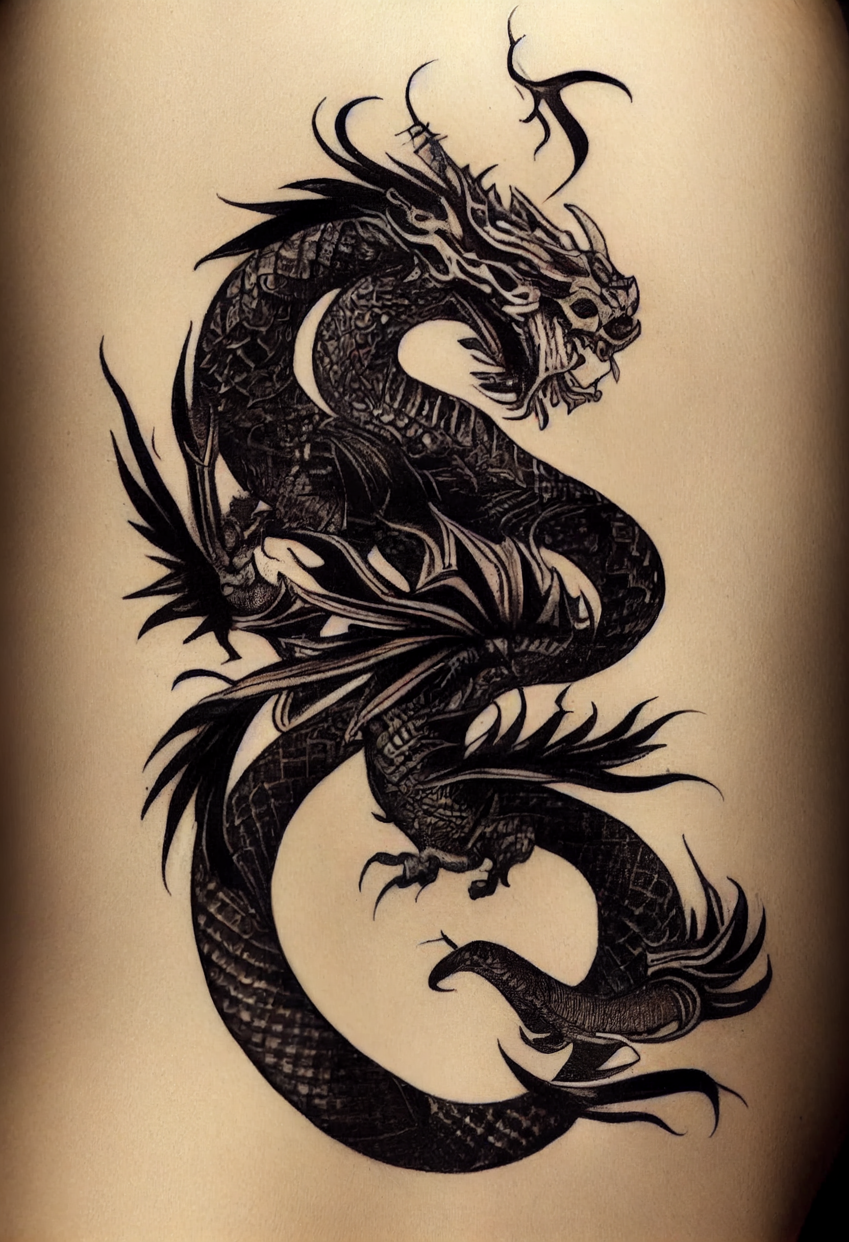 Big Dragon Temporary Tattoo, Blackwork Dragon Tattoo Removable Waterproof  Tattoo for Men, China Chinese Dragon Chinese Fake Tattoo Sticker - Etsy