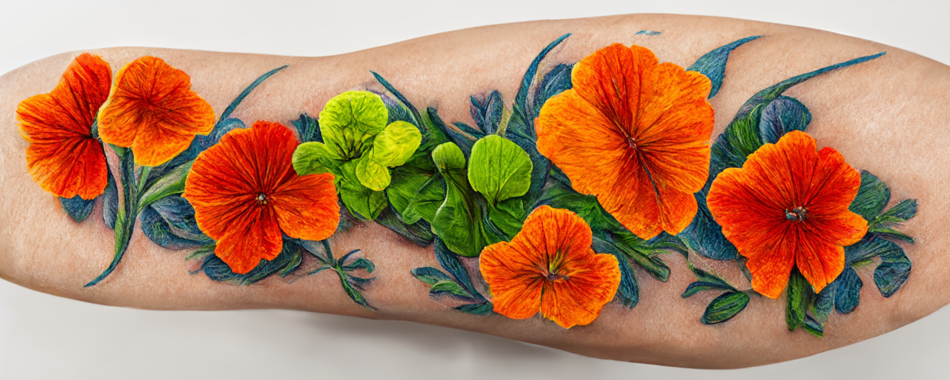 Nasturtium tattoo from my up for grabs! Thanks for coming in, Amy!  #flowertattoo #nasturtium | Instagram