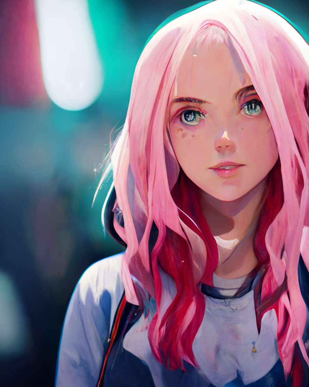 Midjourney Prompt Beautiful Anime Girl Pink Hair Clear Prompthero