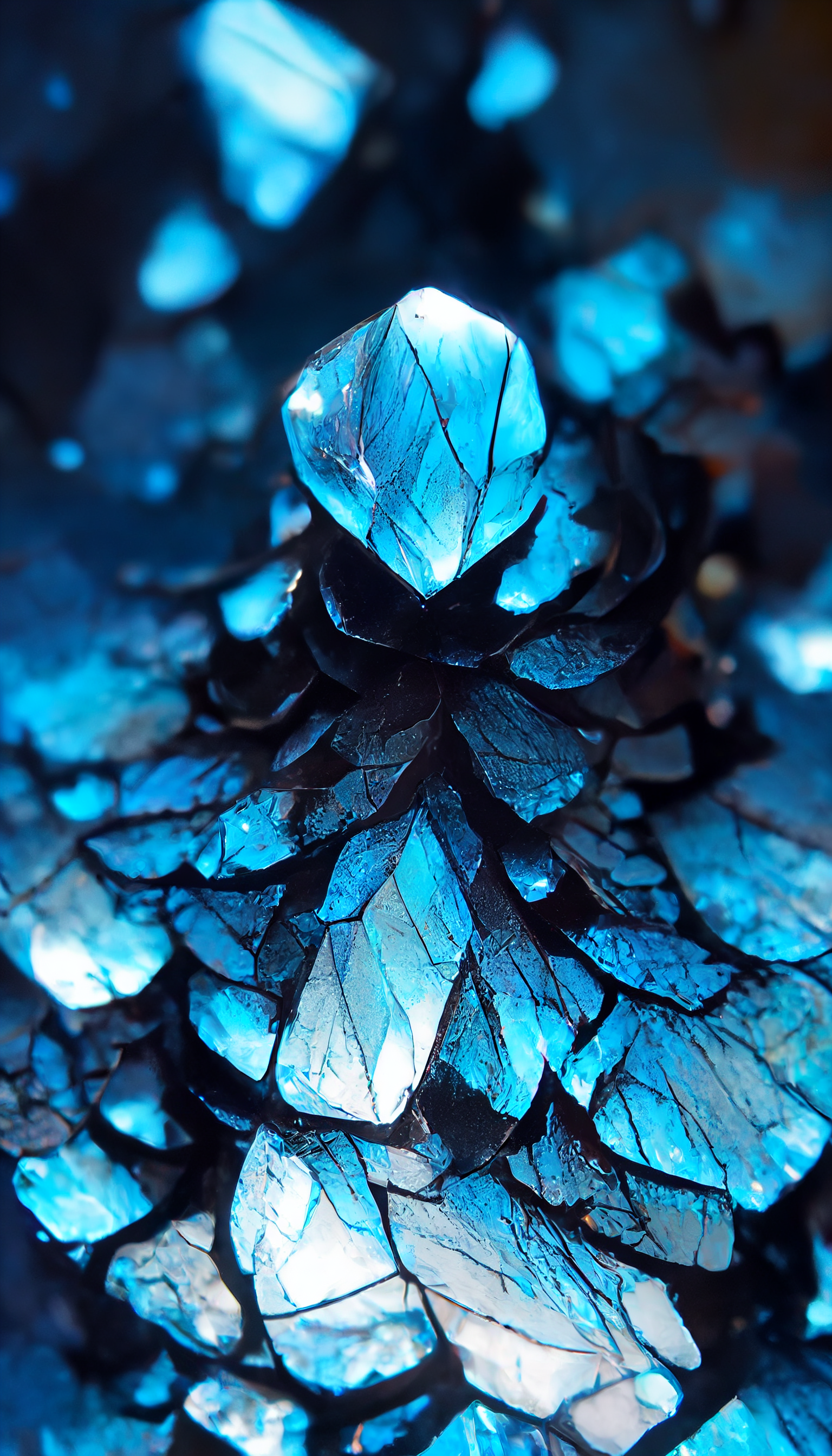 Midjourney prompt: Black ice crystal, shimmering blue - PromptHero