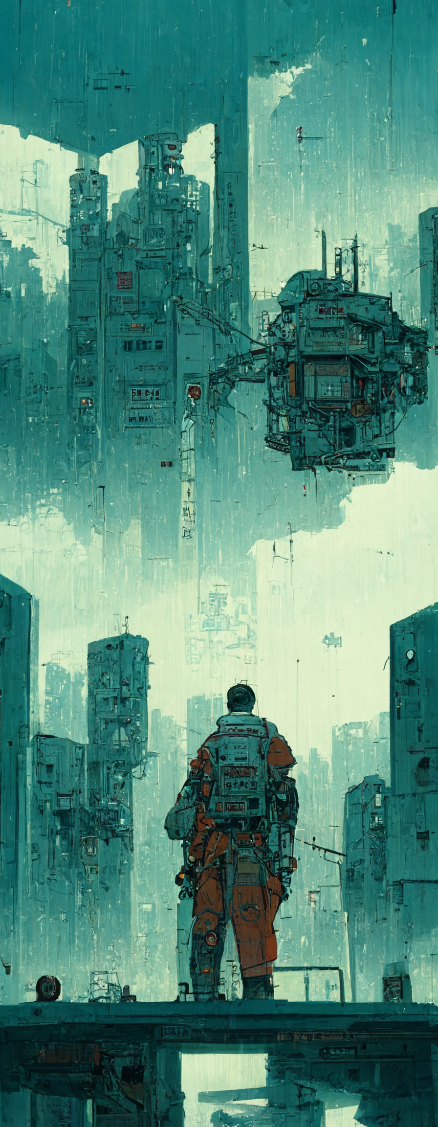 Horizontal view, cyberpunk, animation concept art, studio ghibli style,  clear reflection, full page scan of 3000s detailed concept art, cyberpunk,  mathematics and geometry, architecture, sewage system, urban section, floor  plan, architectural section