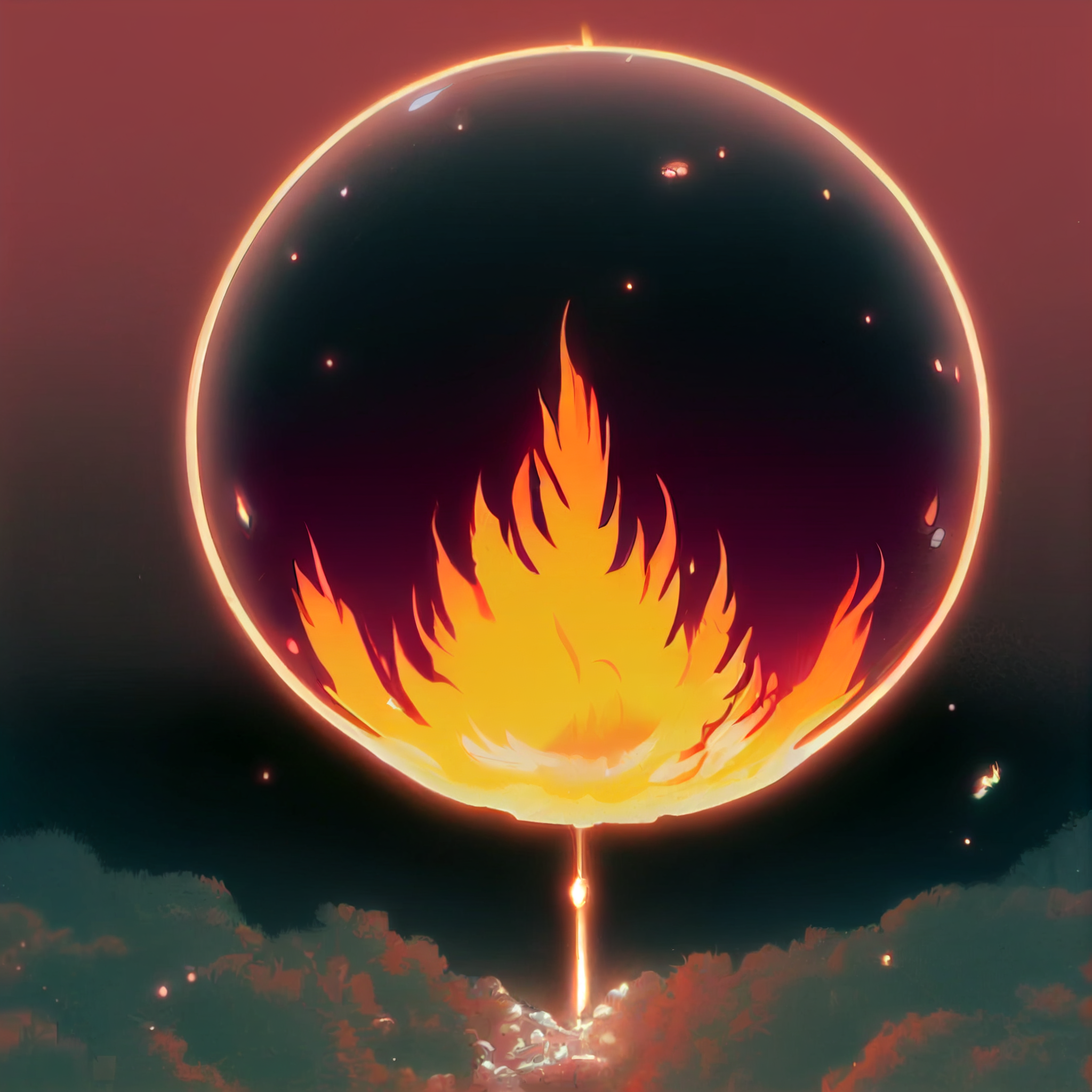 prompthunt: fire ball in 90's anime detailed style