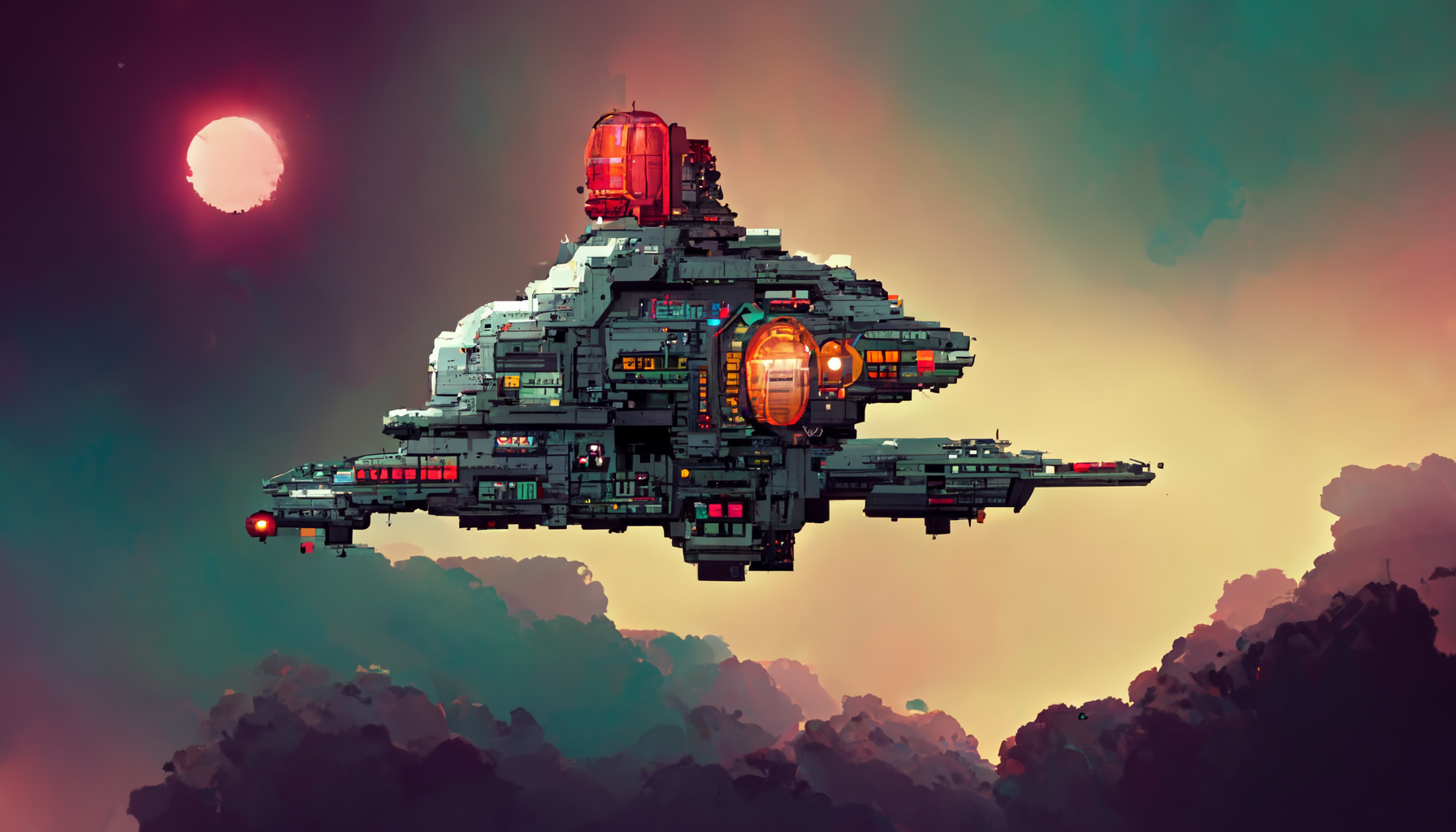 Midjourney prompt: Pixel art starship, Space, Concept - PromptHero