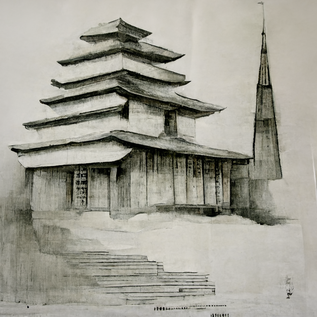 Japanese Temple colored by Glenda Works - Favoreads Coloring Club