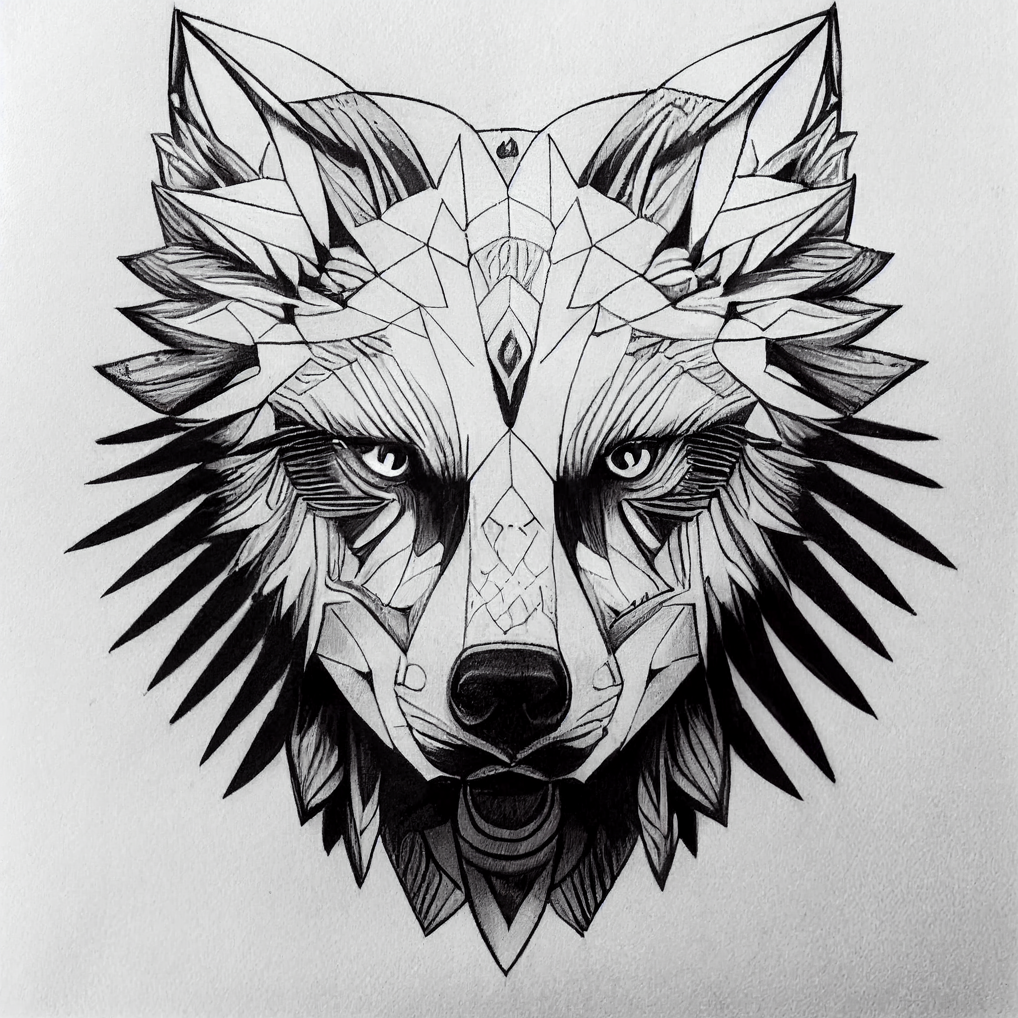 Premium Vector  Wolf illustration geometric tattoo style and tshirt design