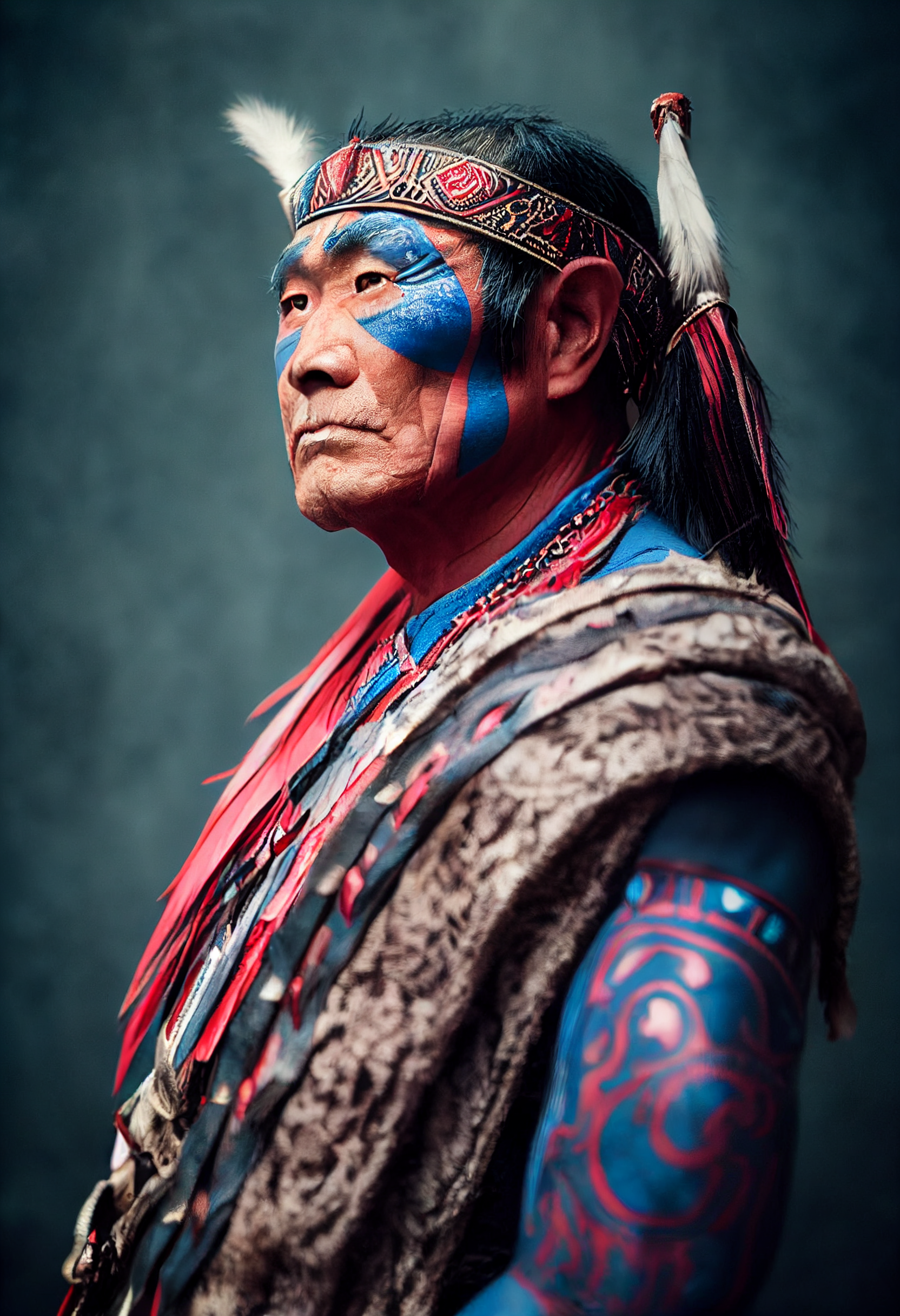 Tribal Chief. Asian Warrior. Old Warrior. Подборки фото нейросети. Old asia