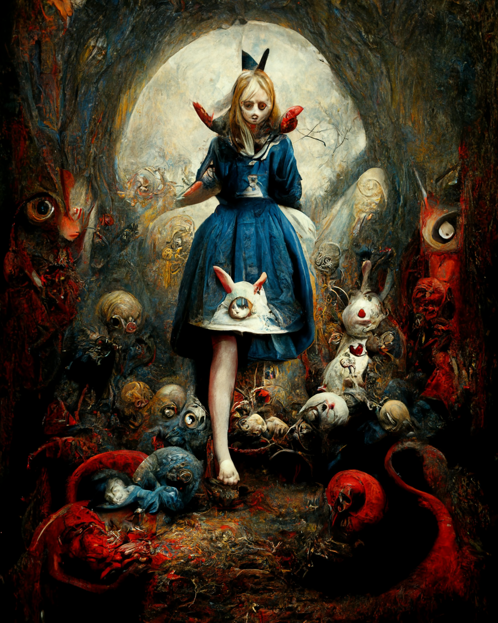 prompthunt: Alice in wonderland, Alice as a nightmare, demonic