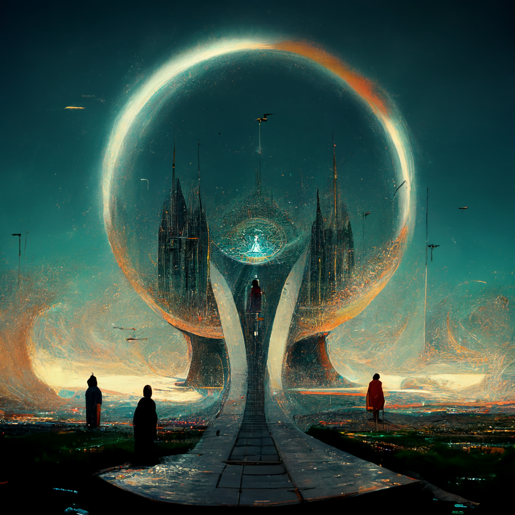 Midjourney prompt: a temple to the multiverse, manned by - PromptHero