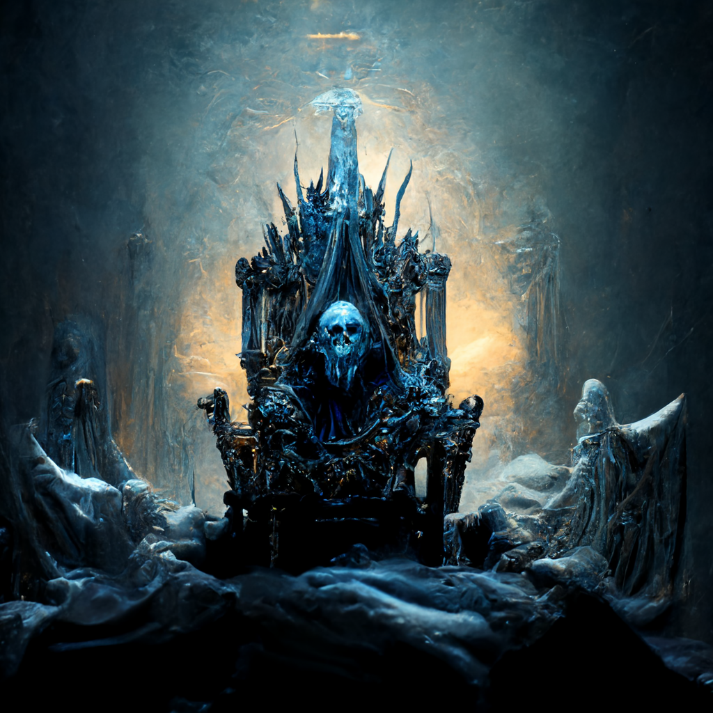 Digital art of the lich king's fall on Craiyon