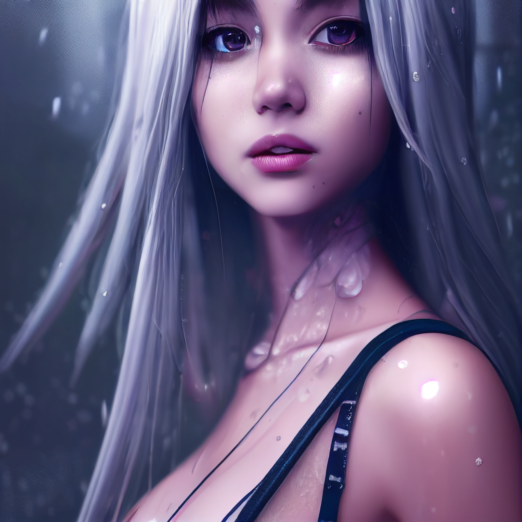 stunning anime girl + sheer clothing + wet + portrait  - prompthunt