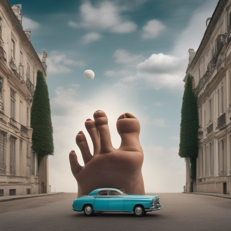 Dream Of Giant Bare Foot Crushing Car