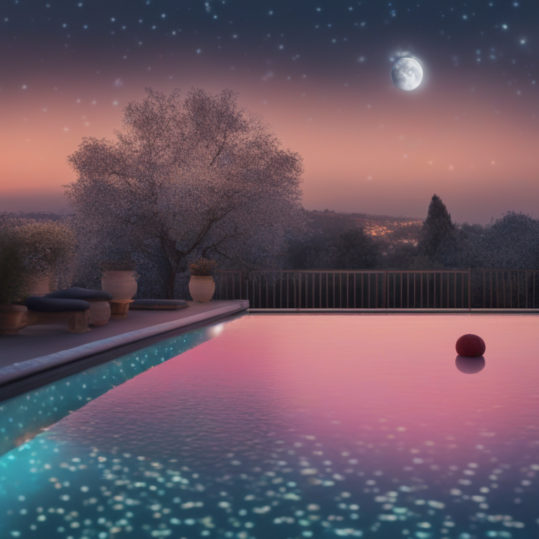 Dream About Night Pool Fun And Music Playing