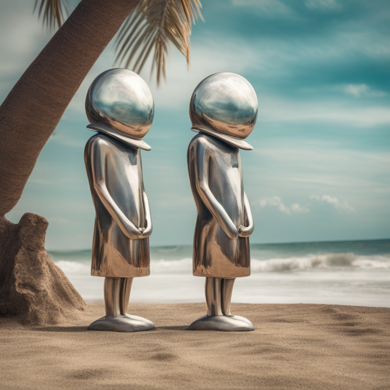 Dream About Twin Sister Aliens On Colorful Beach