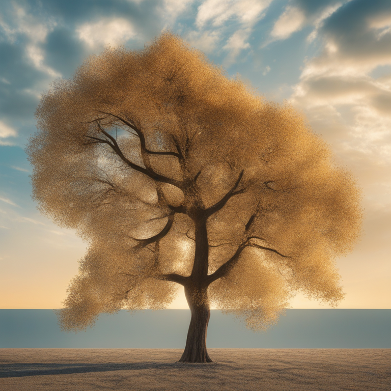 Dream Of Heavens Tree In Golden Light