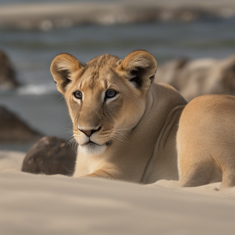 Dream Of African Beach Lion Cub Hiding Kids