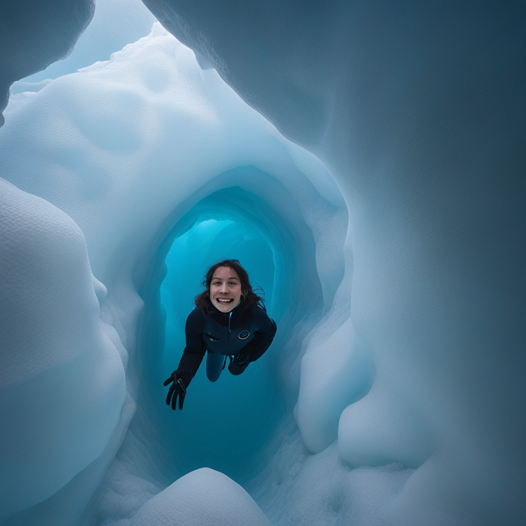 Dream Of Child Floating Under Ice Boulders