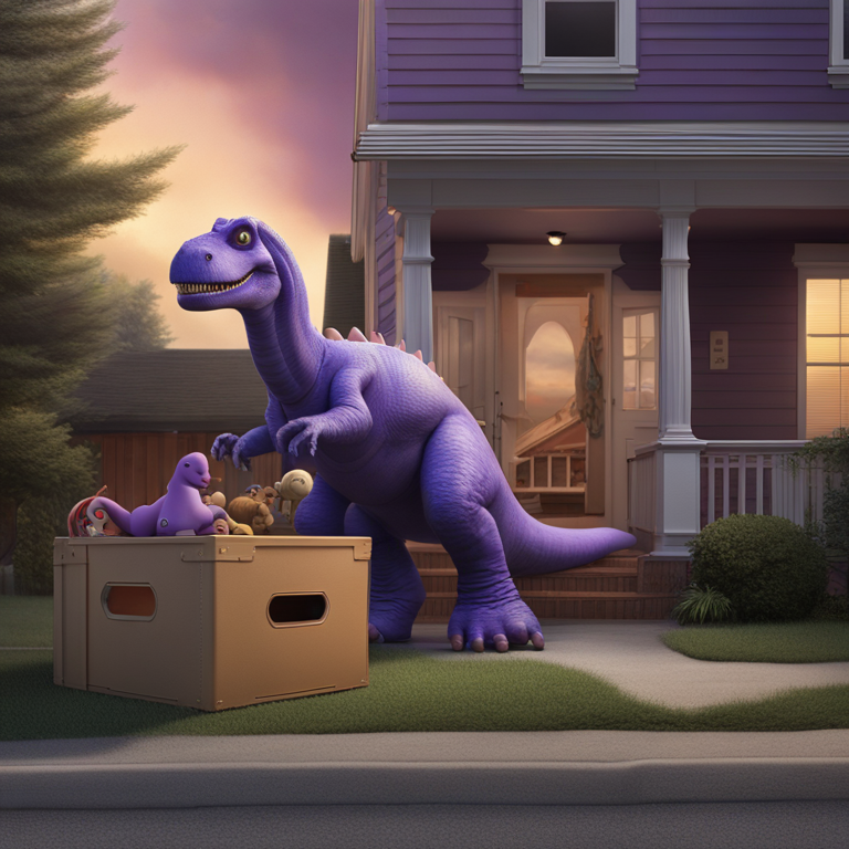 Dream About Giant Purple Dinosaur On Front Porch