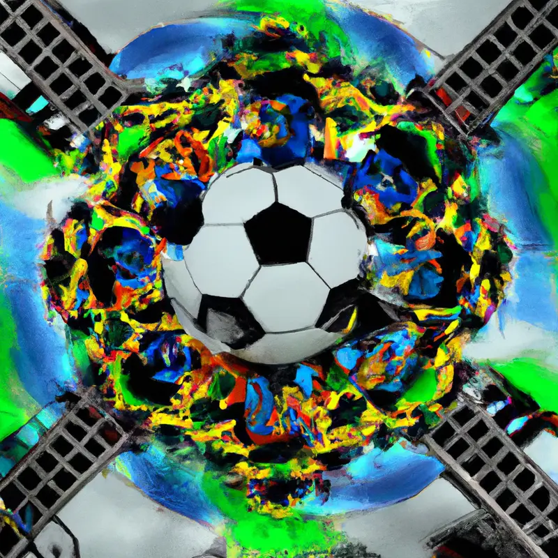 "An image of a soccer ball flying over a rollercoaster, symbolizing the ups and downs in Gabigol's career", kaleidoscopic airbrush style — DALL·E2