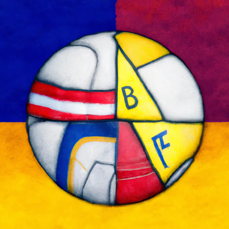 "An image depicting a soccer ball with the flags of FC Barcelona, Girona FC, Real Madrid, and Cadix in each quadrant of the ball.", subtle oil painting style — DALL·E2