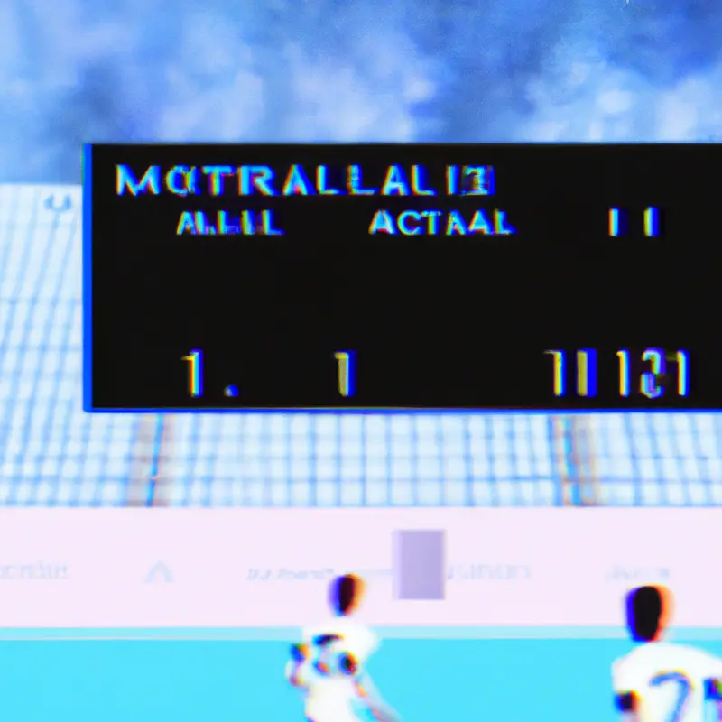 "A visually suspenseful scene showing a tense moment in a soccer match between Marseille and Atalanta players, with the scoreboard displaying 1-1.", rich vaporwave style — DALL·E2