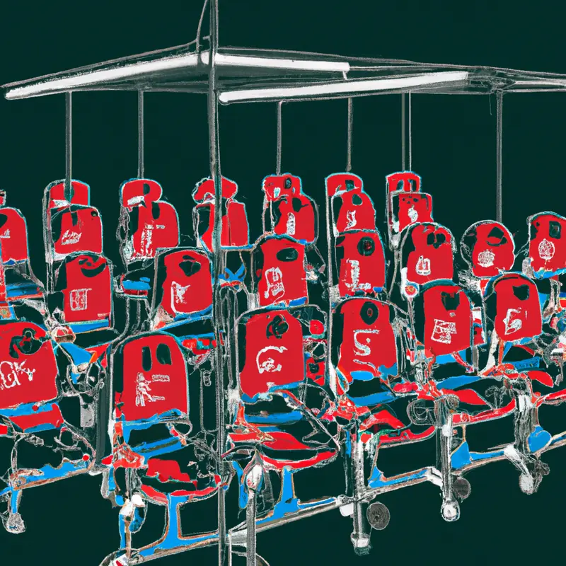 "A detailed illustration showing a carousel of chairs, each one labeled with the names of the potential new coaches for Bayern Munich, with the soccer team's logo prominently displayed in the background.", subtle sci-fi style — DALL·E2