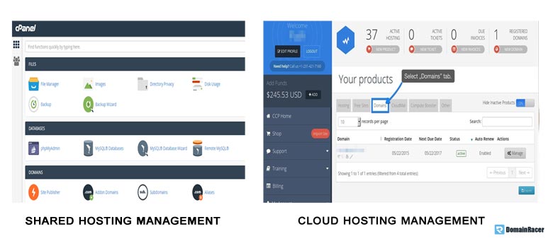 shared vs private cloud management