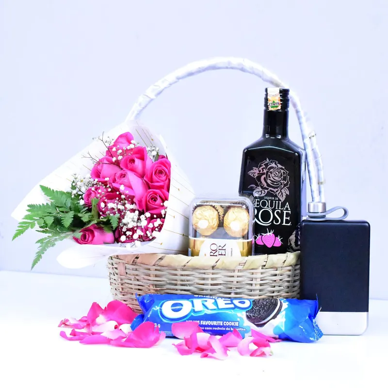 Tequila rose and flower basket 