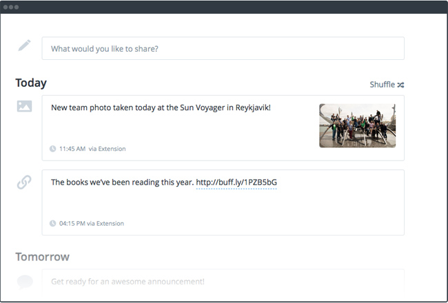 Buffer screenshot - scheduling posts