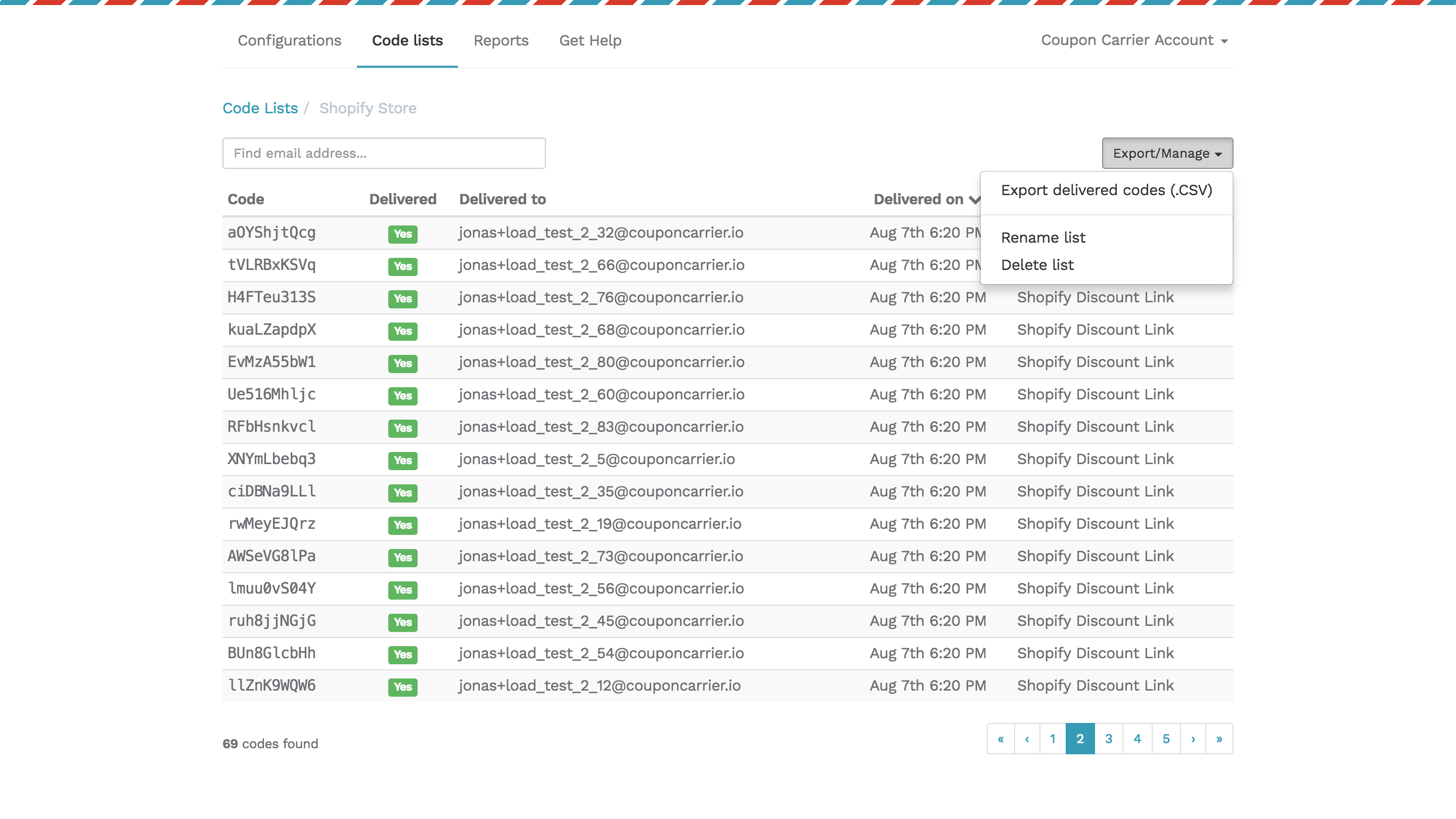 Drip and Coupon Carrier Integration