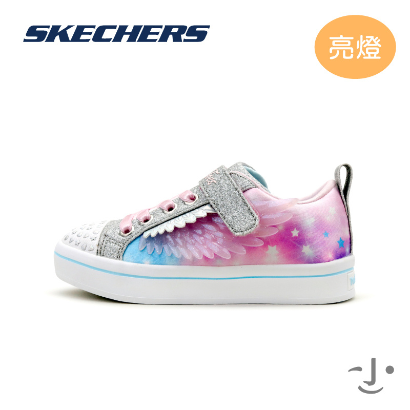 SKECHERS【腳長17-20CM】炫光粉翼-小腳慢步童鞋- 孩子學走的第一站