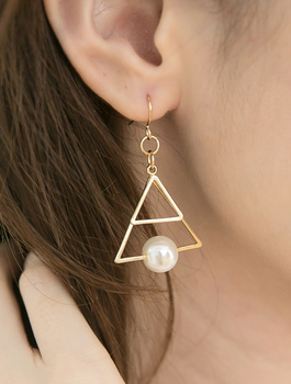 「現貨」正韓 單珍珠雙層三角型耳環