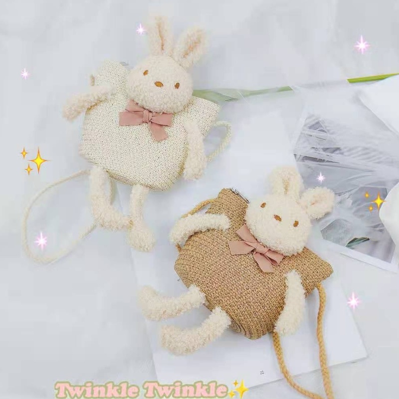 小兔兔草編背包
