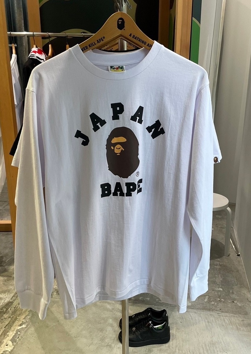 BAPE 咖啡猿頭JAPAN大學猿長T-上野日貨潮流代購