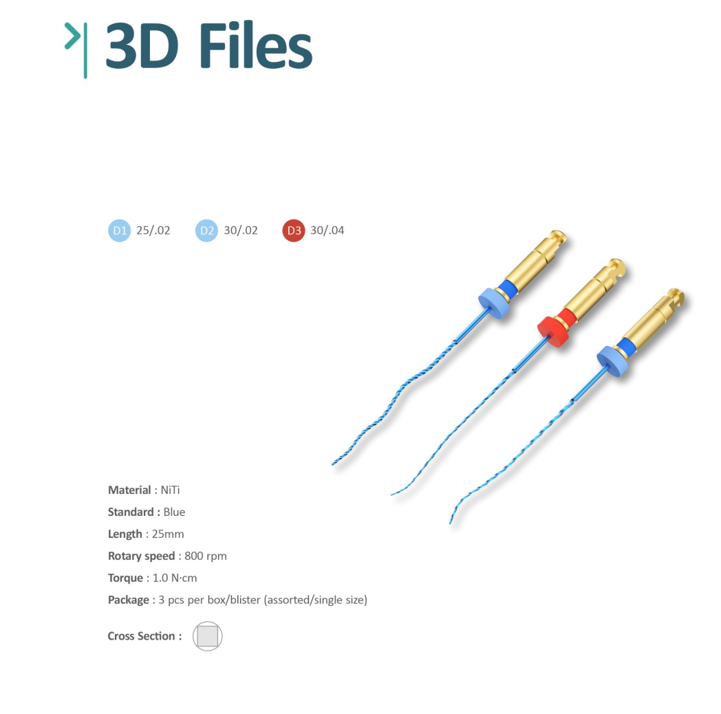 D-perfect 3D Finisher rotary files - 3 files | DentaCarts | Dental Cart