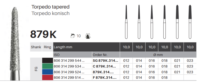 RDT FG Tapered Torpedo Burs (1pc) | DentaCarts | Dental Cart