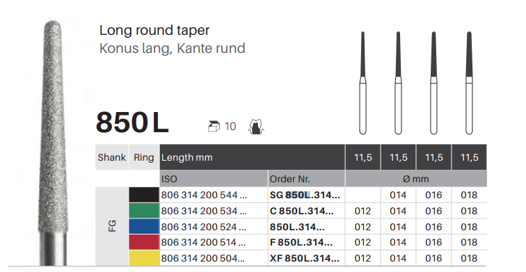 RDT FG Long TR Diamond Burs (1 pc) | DentaCarts | Dental Cart