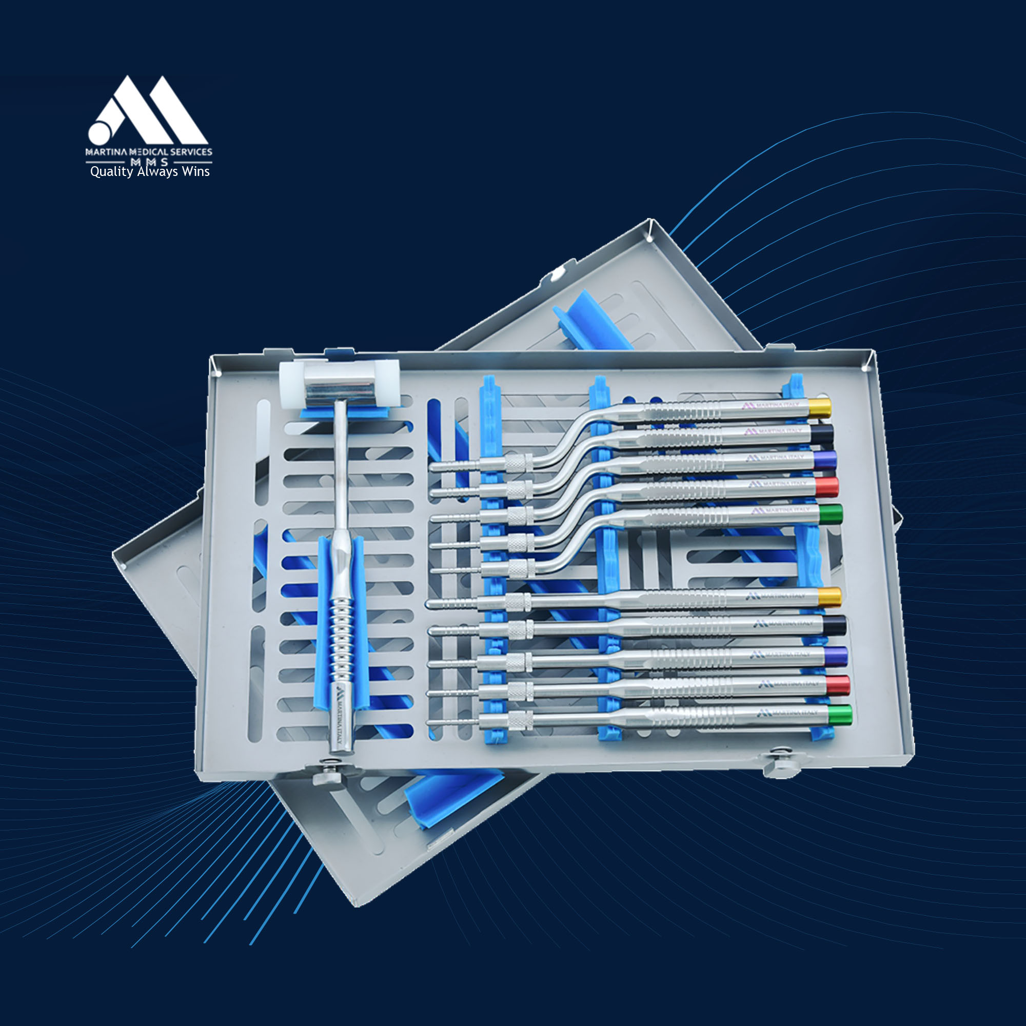 Martina Convex Osteotome Kit + Mallet and Cassette | DentaCarts | Dental Cart