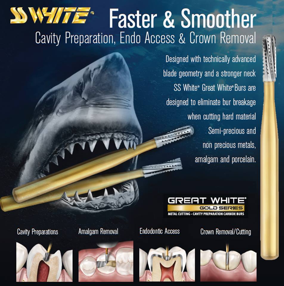 Great White Gold series from SS White metal cutting bur | DentaCarts | Dental Cart