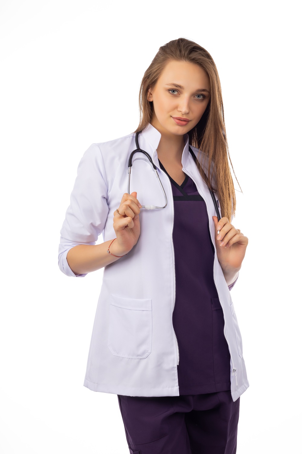 Royal Short Lab Coat Zipper Female (Apex) | DentaCarts | Dental Cart