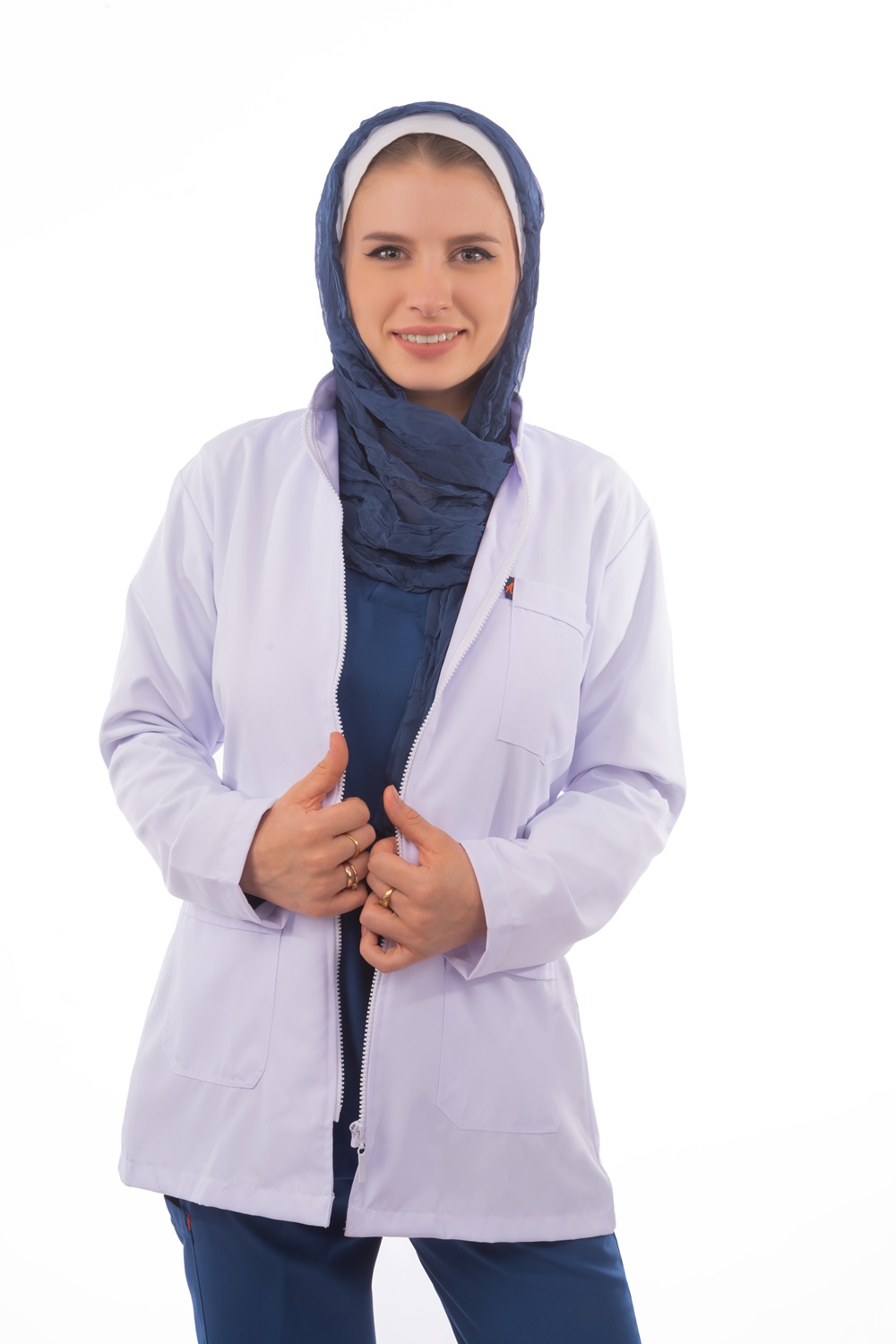 Royal Short Lab Coat Zipper Female (Apex) | DentaCarts | Dental Cart