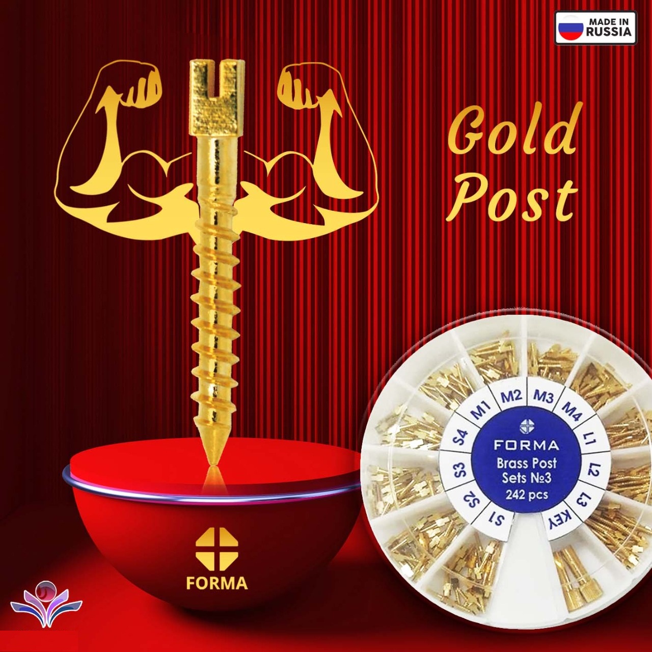 FORMA Russia Golden Screw Post kit (242PCS) | DentaCarts | Dental Cart