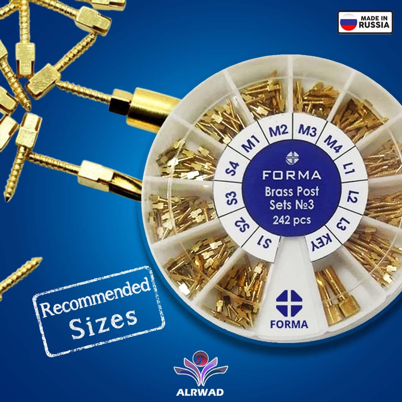 FORMA Russia Golden Screw Post kit (242PCS) | DentaCarts | Dental Cart