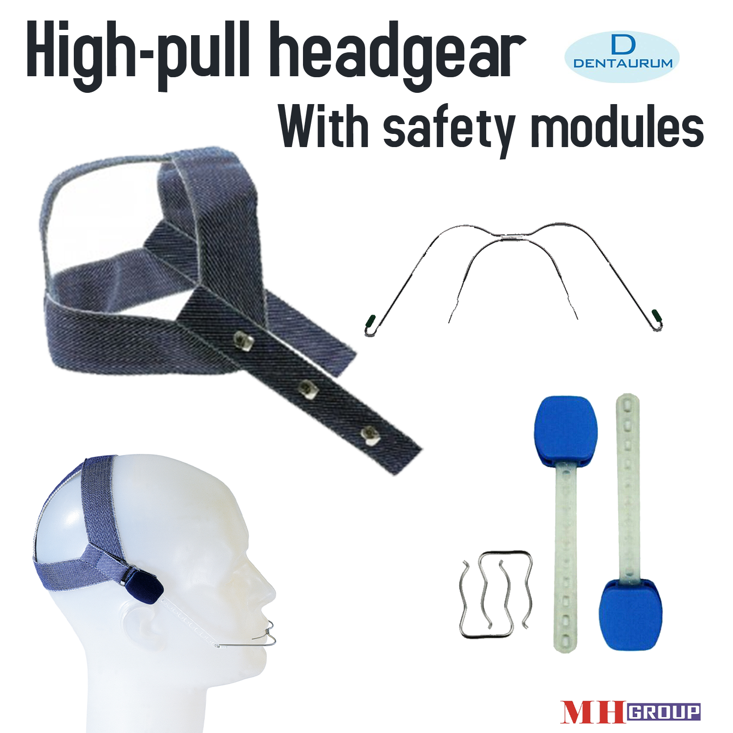 high pull head gear with safety modules and Face Bow | DentaCarts | Dental Cart