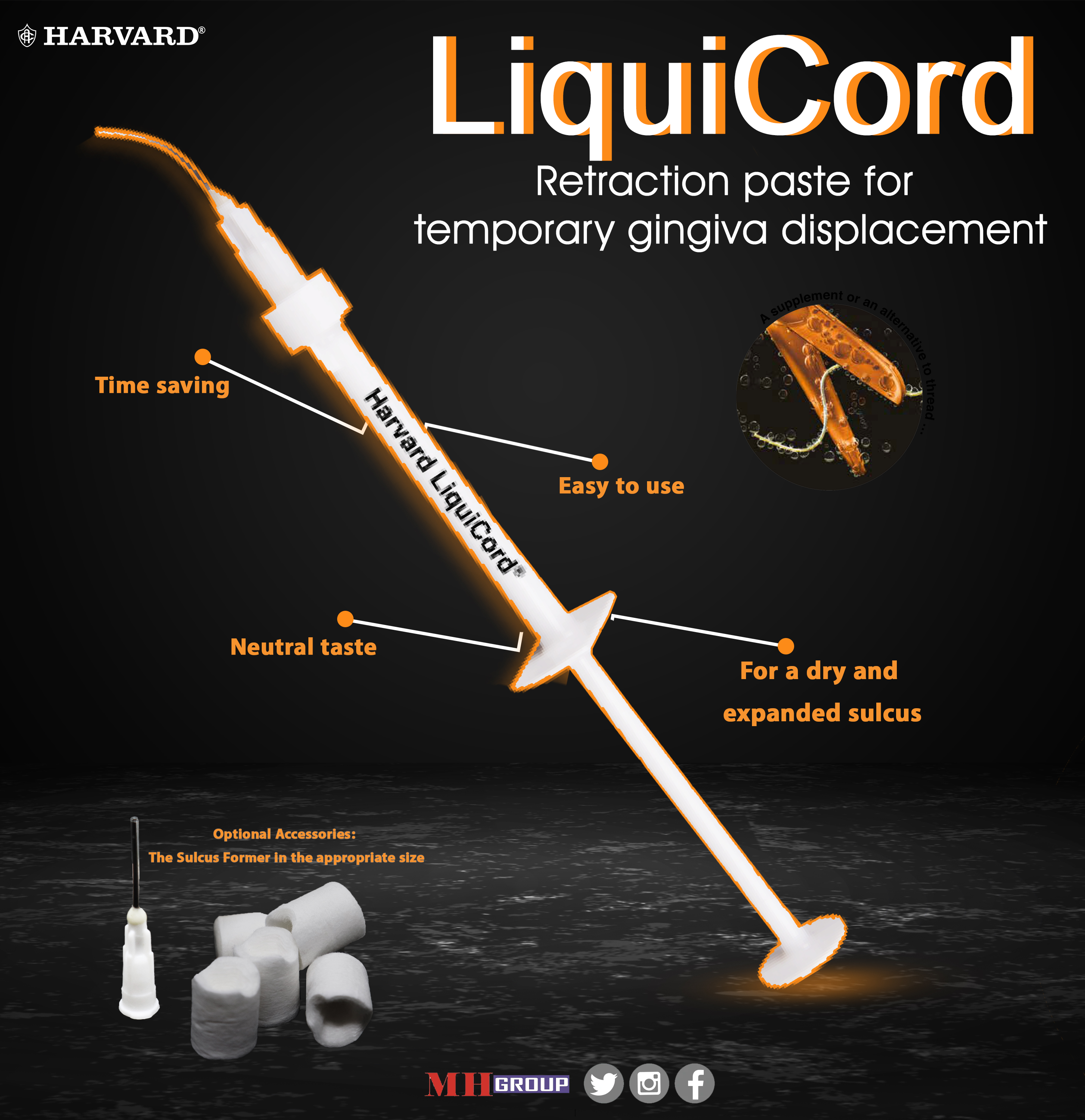 Harvard LiquidCord Retraction Paste for Temporary Gingival Displacement 0.7g | DentaCarts | Dental Cart