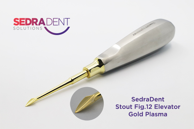 AR Instrumed Stout Fig 12 Elevator Gold Plasma | DentaCarts | Dental Cart