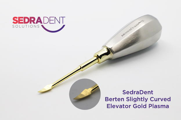 AR Instrumed Berten Slightly Curved Elevator Gold Plasma | DentaCarts | Dental Cart
