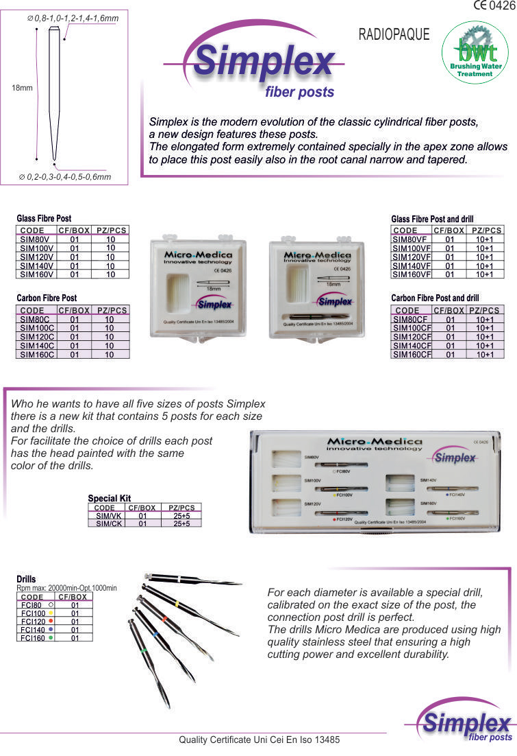 SEDRADENT Simplex Glass Posts (10 Pcs) | DentaCarts | Dental Cart