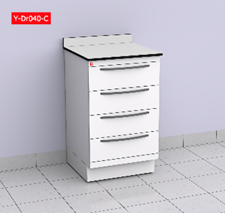 ALYARMUK Drawers Cabinet with white Soild Phenolic Compact Top (  12 mm) (Y-Dr040-C) | DentaCarts | Dental Cart