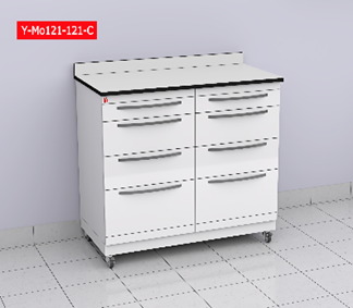 Alyarmuk Mobile Treatment Cabinet with white Soild Phenolic Compact Top (  12 mm) (Y-Mo121-121-C) | DentaCarts | Dental Cart